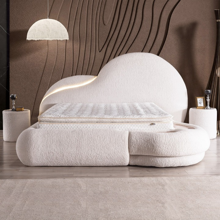 Upholstered Bed with LED Lighting, Atlantic