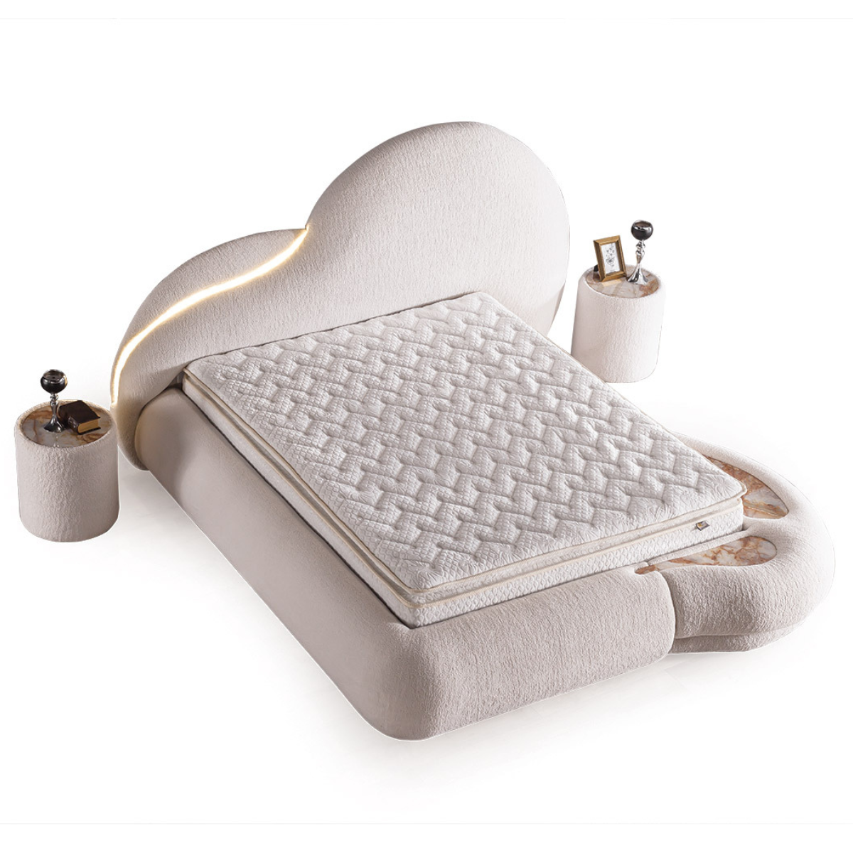 Upholstered Bed with LED Lighting, Atlantic