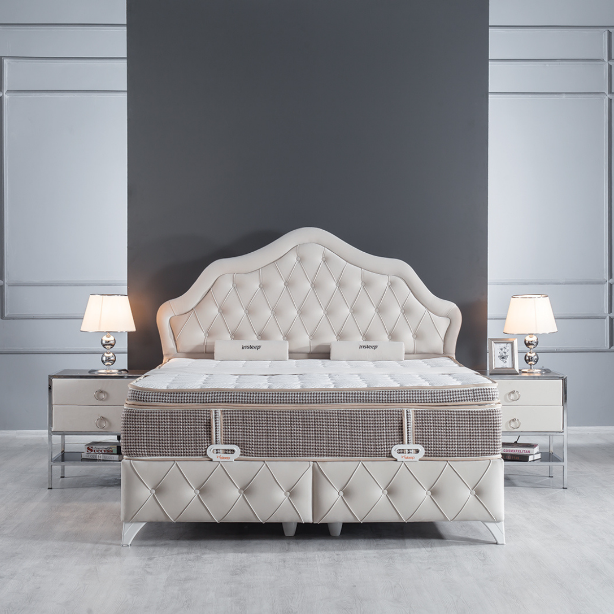 Luxury Upholstered Bed with Storage, Perla