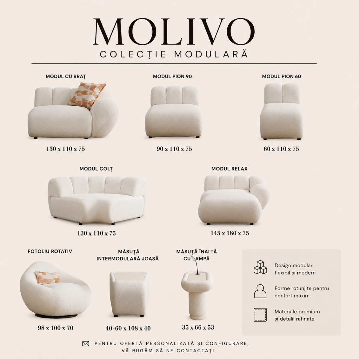 Modular Bouclé Sofas and Corner Sofas, Molivo