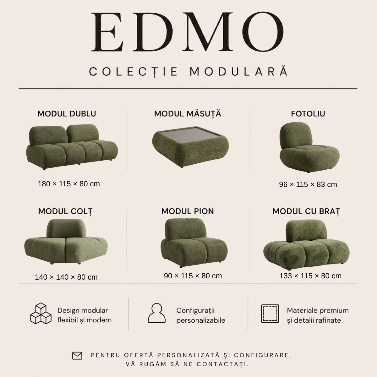 Modular Bouclé Sofa and Corner Sofa Range, Edmo