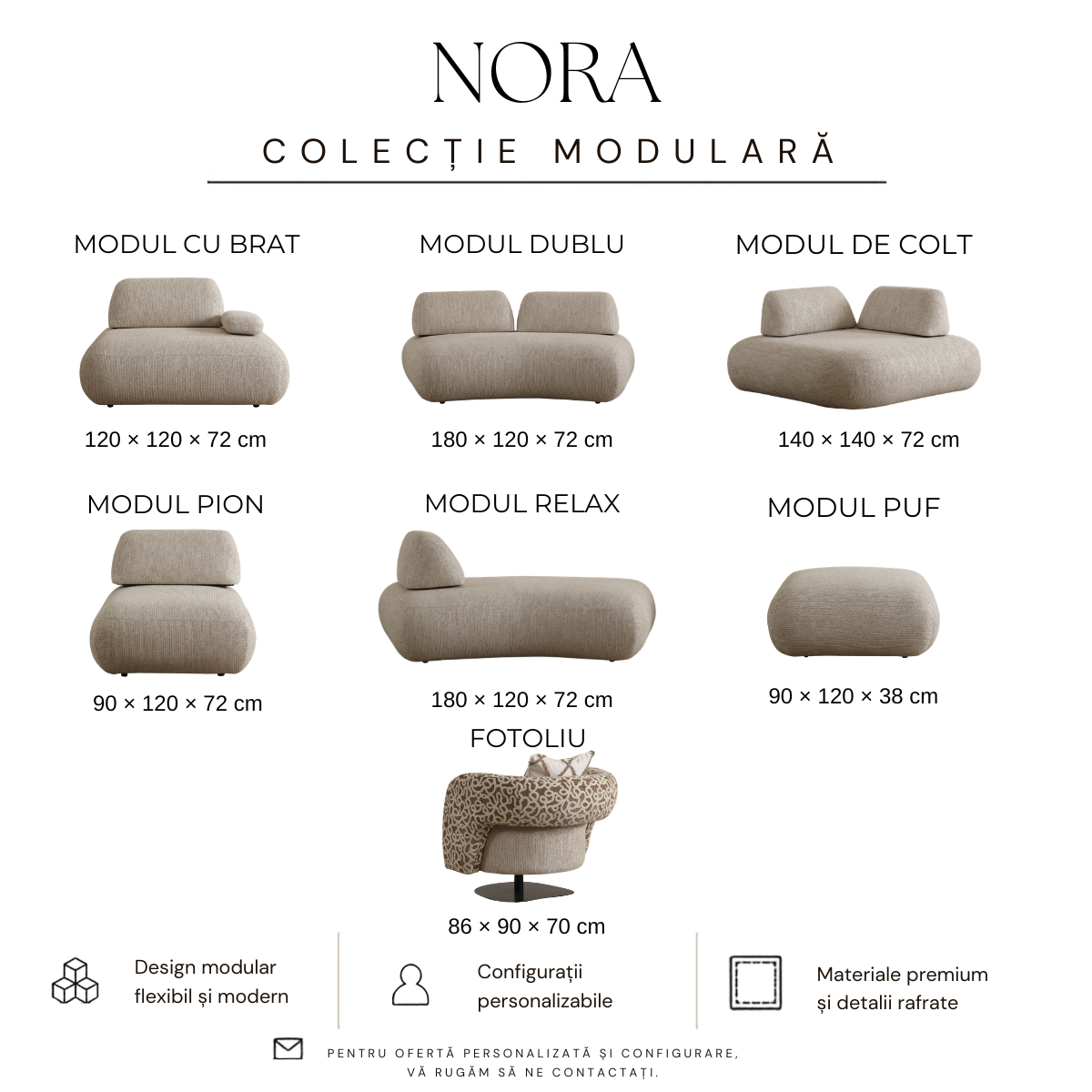 Modular Bouclé Sofa and Corner Sofa Range, Nora