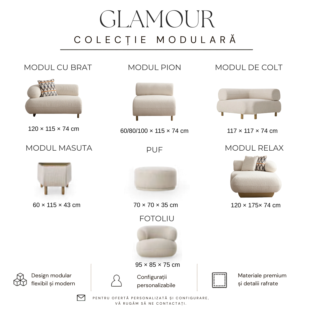 Modular Bouclé Sofas and Corner Sofas, Glamour