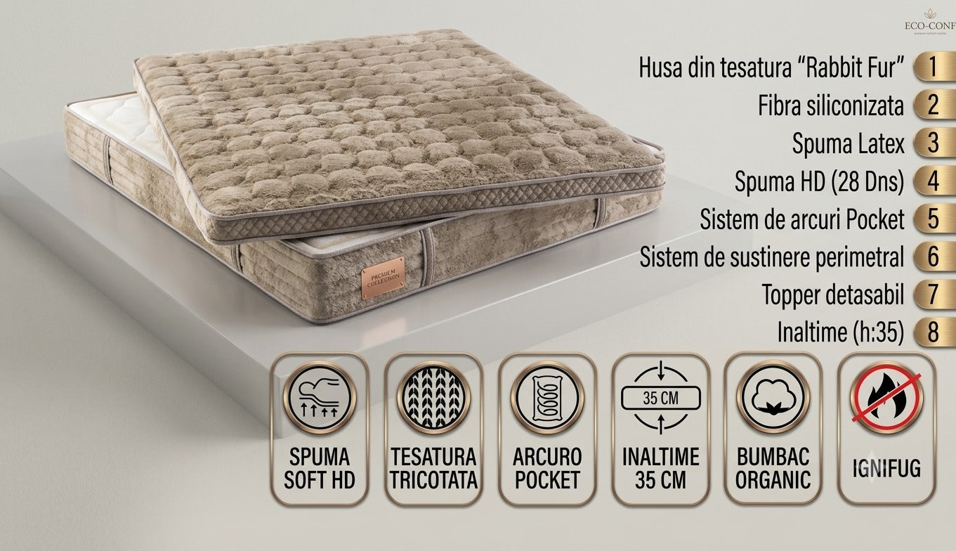 Upholstered Bouclé Bed Set with Two Bedside Tables and Mattress, Marsel 160x200