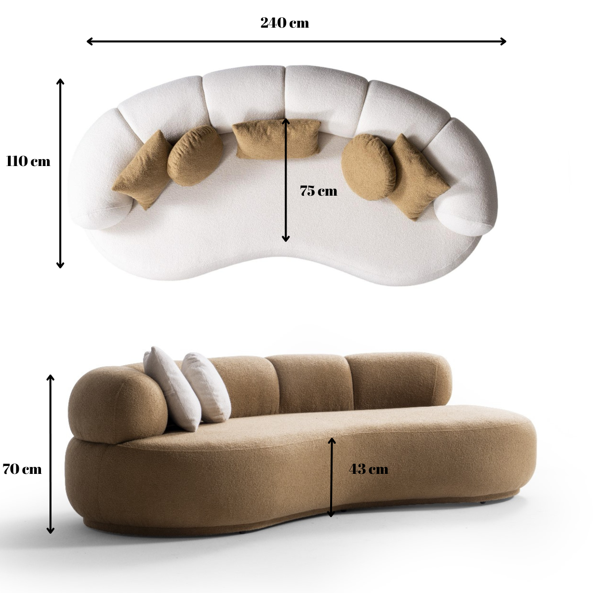 Modern Bouclé Sofa, Camelia