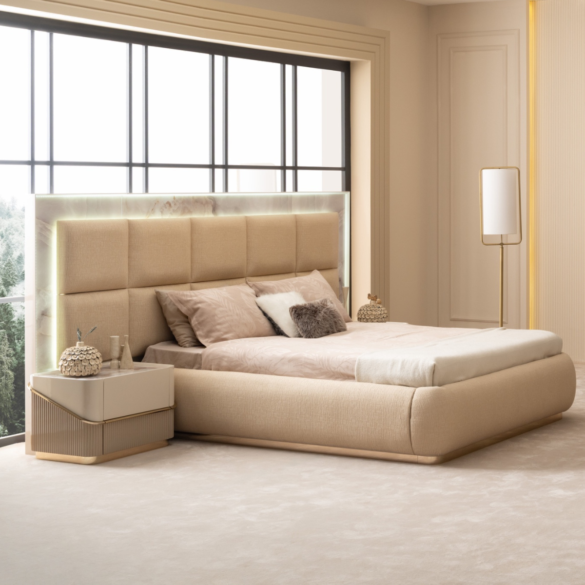Luxury Upholstered Bed, Electra