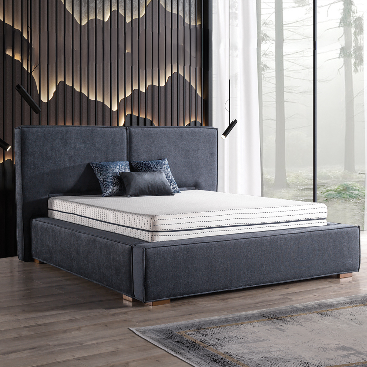 Luxury Upholstered Bed with Storage, Omega
