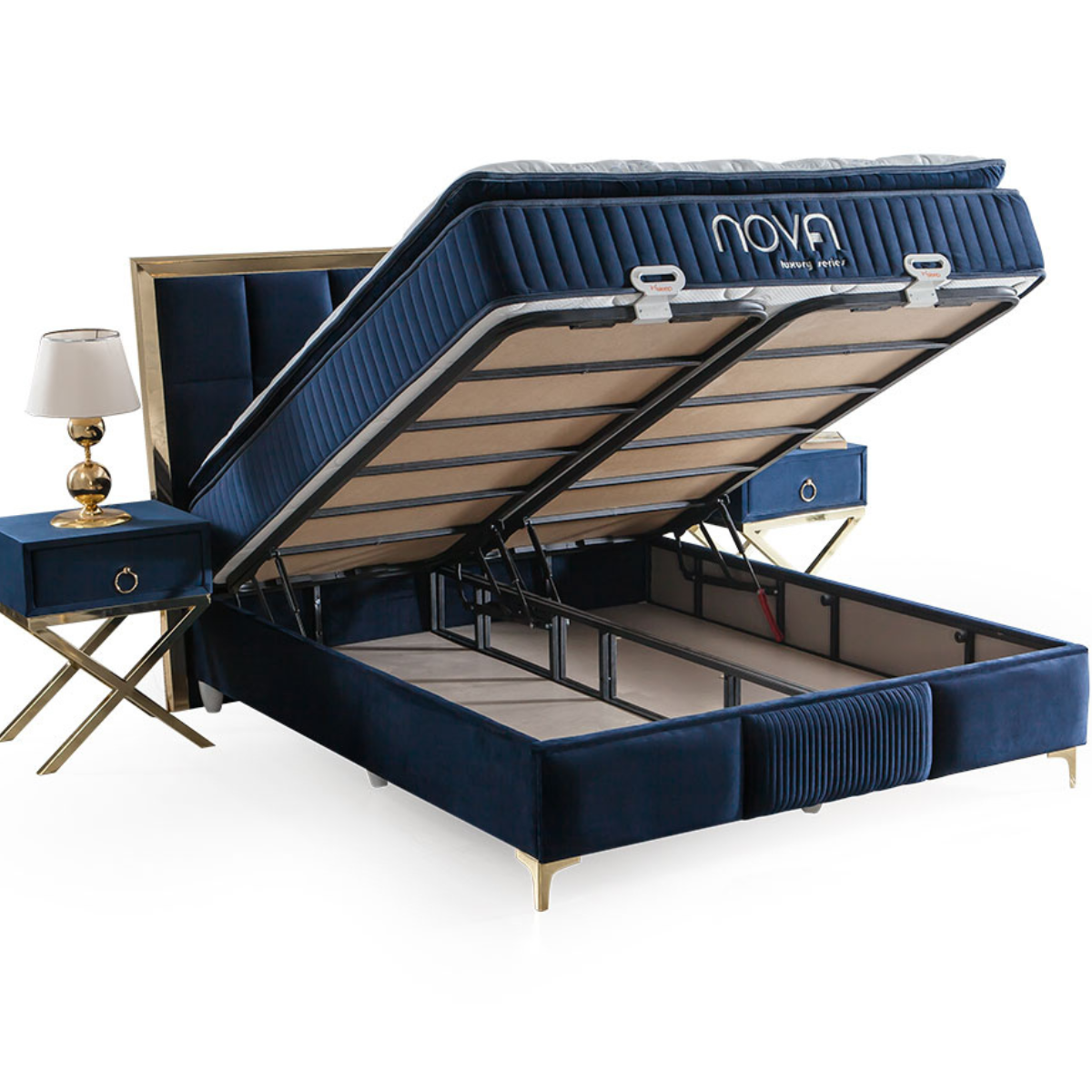 Luxury Upholstered Bed with Storage, Nova