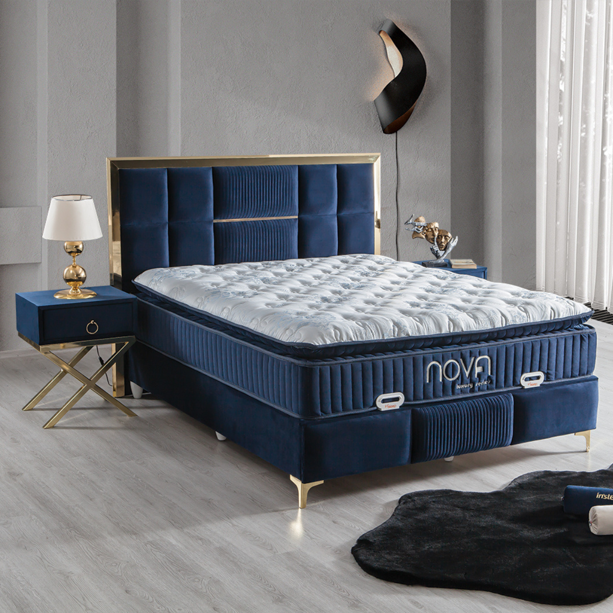 Luxury Upholstered Bed with Storage, Nova