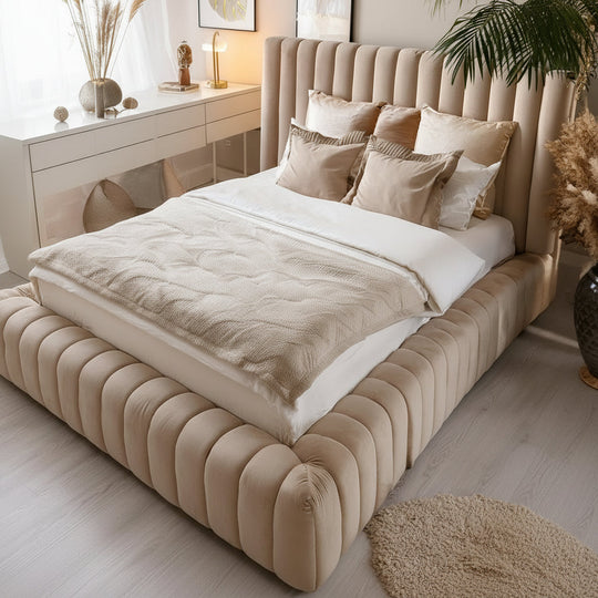 Modern Upholstered Bed with Storage, Hena